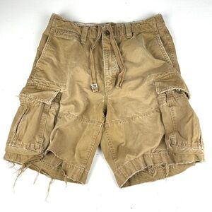 Abercrombie & Fitch Vintage Shorts Mens 34 Khaki Twill 7 Pocket AF Cargo Pockets